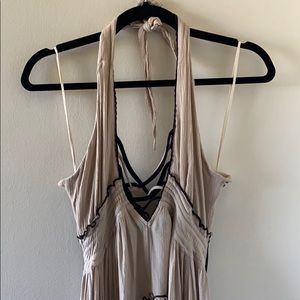 Free People Cream and Black Open Back/Halter Dress
